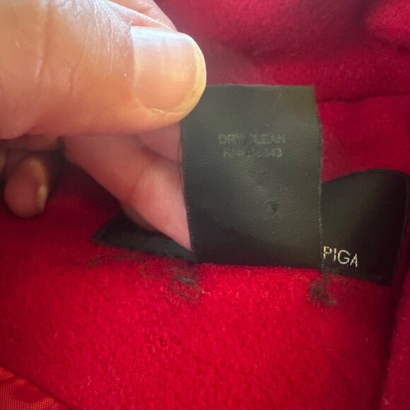 Womens Red Double-Breasted Wool Coat By Via Spiga W/ Gold Buttons Size 14 - Picture 5 of 14